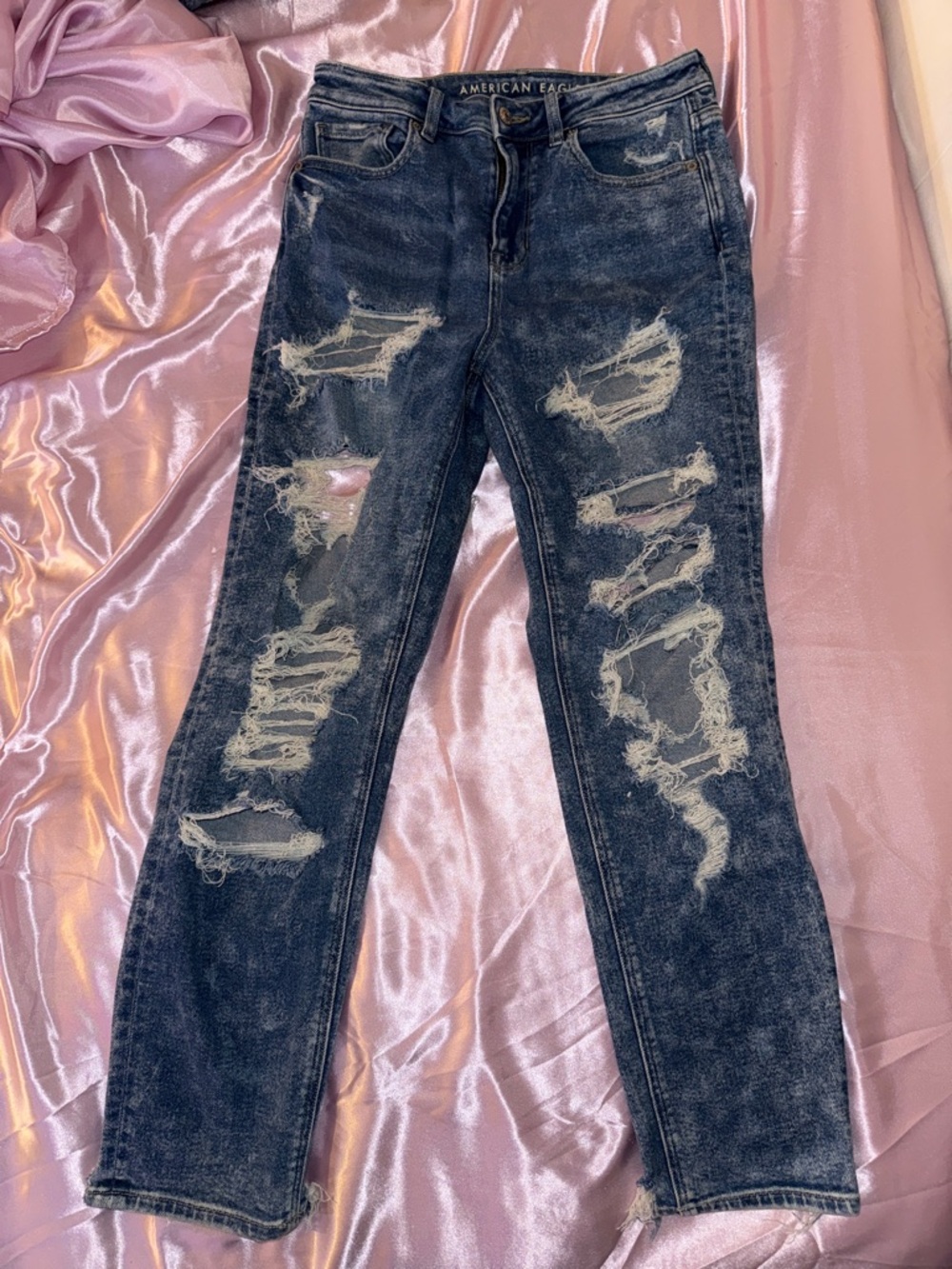 American Eagle (4) Ripped Stretch Straight Leg Mom Jeans